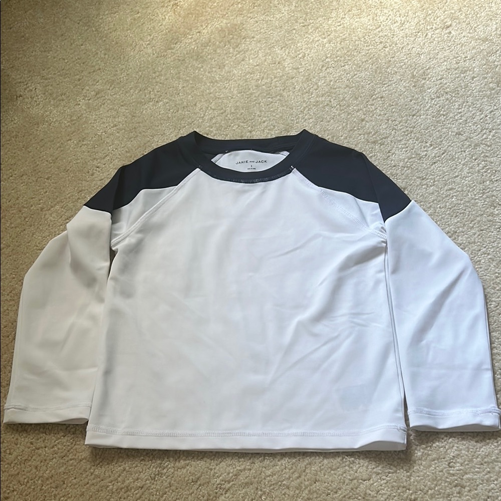 White and Navy Long Sleeve Shirt